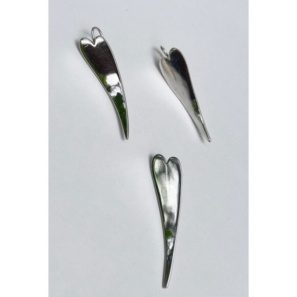 Minimalist 925 Sterling Silver Handcrafted Heart Set Earrings and Pendant - Picture 5 of 12